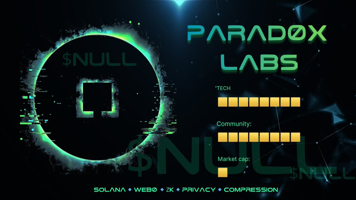 $NULL <a href="/Parad0x_Labs/">Parad0x Crew</a>

Tech ✅

Community ✅

Market Cap ⬇️

This will run in 2026 to $10M MC

CA: 8EeDdvCRmFAzVD4takkBrNNwkeUTUQh4MscRK5Fzpump

x.com/i/communities/…