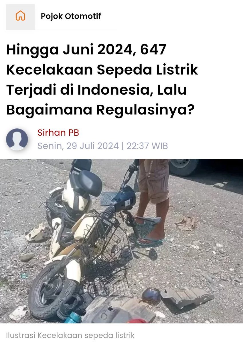 Ada yg ngerasa makin banyak pengguna sepeda listrik di jalan raya?? 

Tau gak? Klo sebenernya penggunaannya itu diatur di Permenhub 45 Tahun 2020 ttg Kendaraan Tertentu dengan Menggunakan Penggerak Motor Listrik 

Jadi gmn aturannya? 
#RoadSafety
#KeselamatanJalan