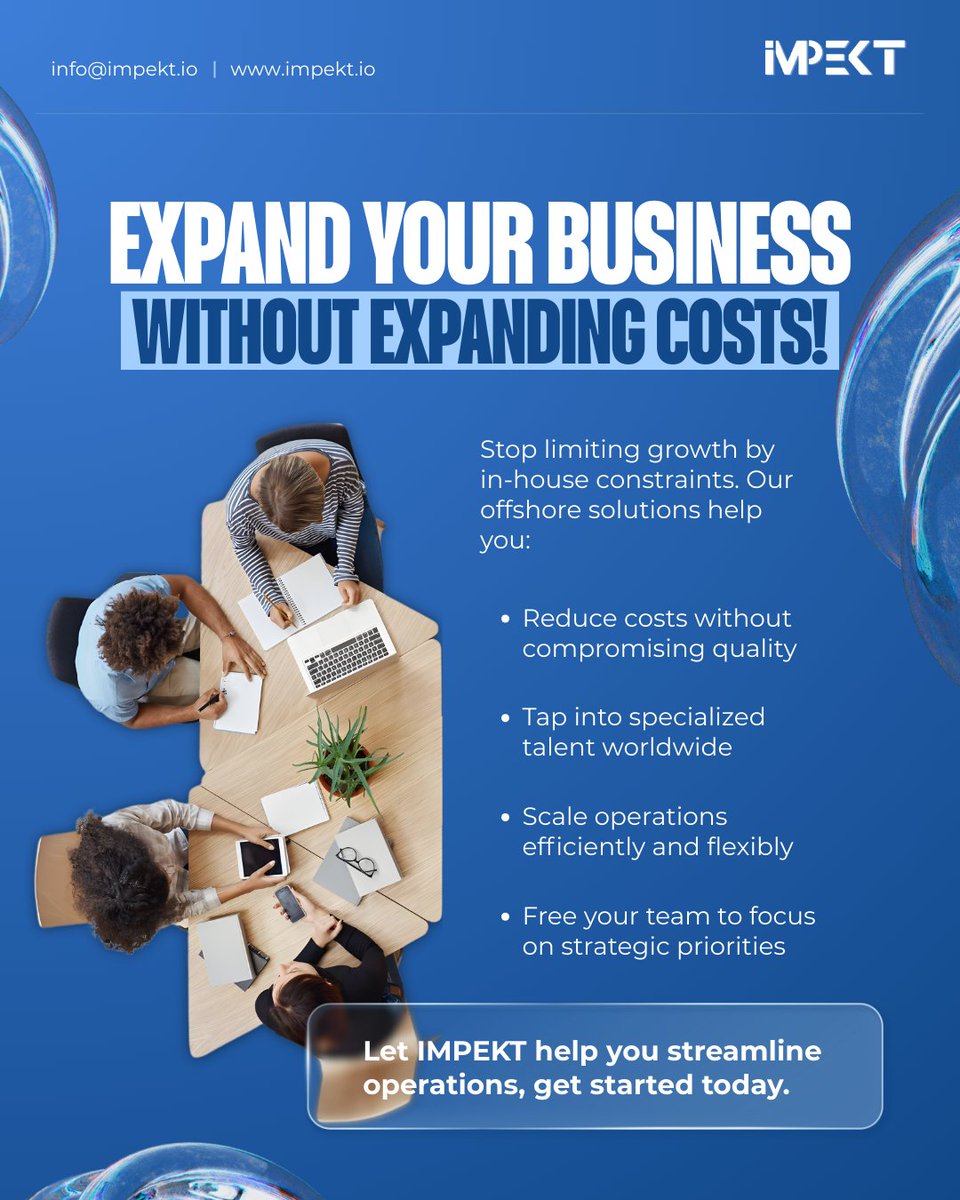 IMPEKTdigital's tweet photo. Scale your 𝐛𝐮𝐬𝐢𝐧𝐞𝐬𝐬 𝐞𝐟𝐟𝐢𝐜𝐢𝐞𝐧𝐭𝐥𝐲 without increasing overhead.

#BusinessGrowth #OperationalEfficiency #OffshoreServices https://t.co/aTQJ3scxBP