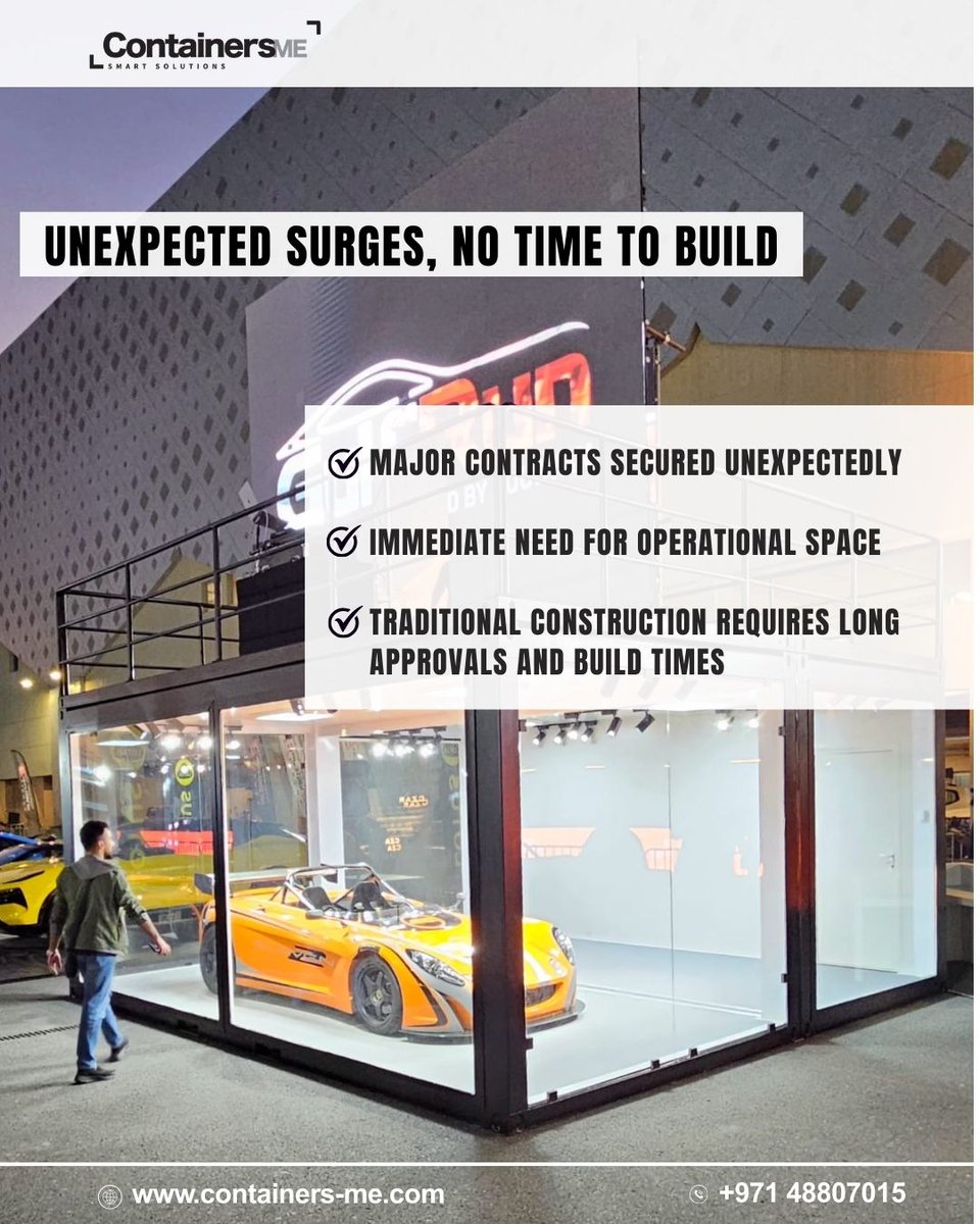 Containers_me's tweet image. How Do Businesses Handle Sudden Growth Without Delays?

Major contract secured? No time to build? Modular mobile units enable same-week expansion of offices, storage, and staff housing—helping companies scale instantly.

#modularcontainers #businessgrowth #rapidexpansion