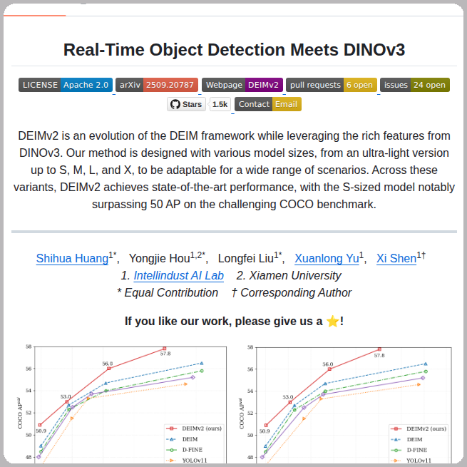 tom_doerr's tweet photo. Real-time object detection with DINOv3 features

https://t.co/uv7lDGPgZS https://t.co/yFWCe5ibMQ