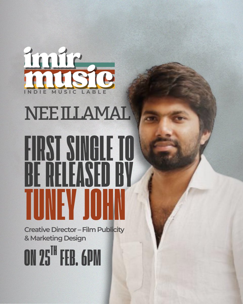 Grateful to have Tuney John <a href="/tuneyjohn/">Tuney John</a> launch IMIR MUSIC’s first single Nee Illamal. 🙏🔥

A true creative icon in Tamil cinema supporting independent artists and youngsters.

Feb 25 • 6PM
The indie movement begins.

#IMIRMusic #TamilIndie #NeeIllamal #IndependentMusic #Chennai