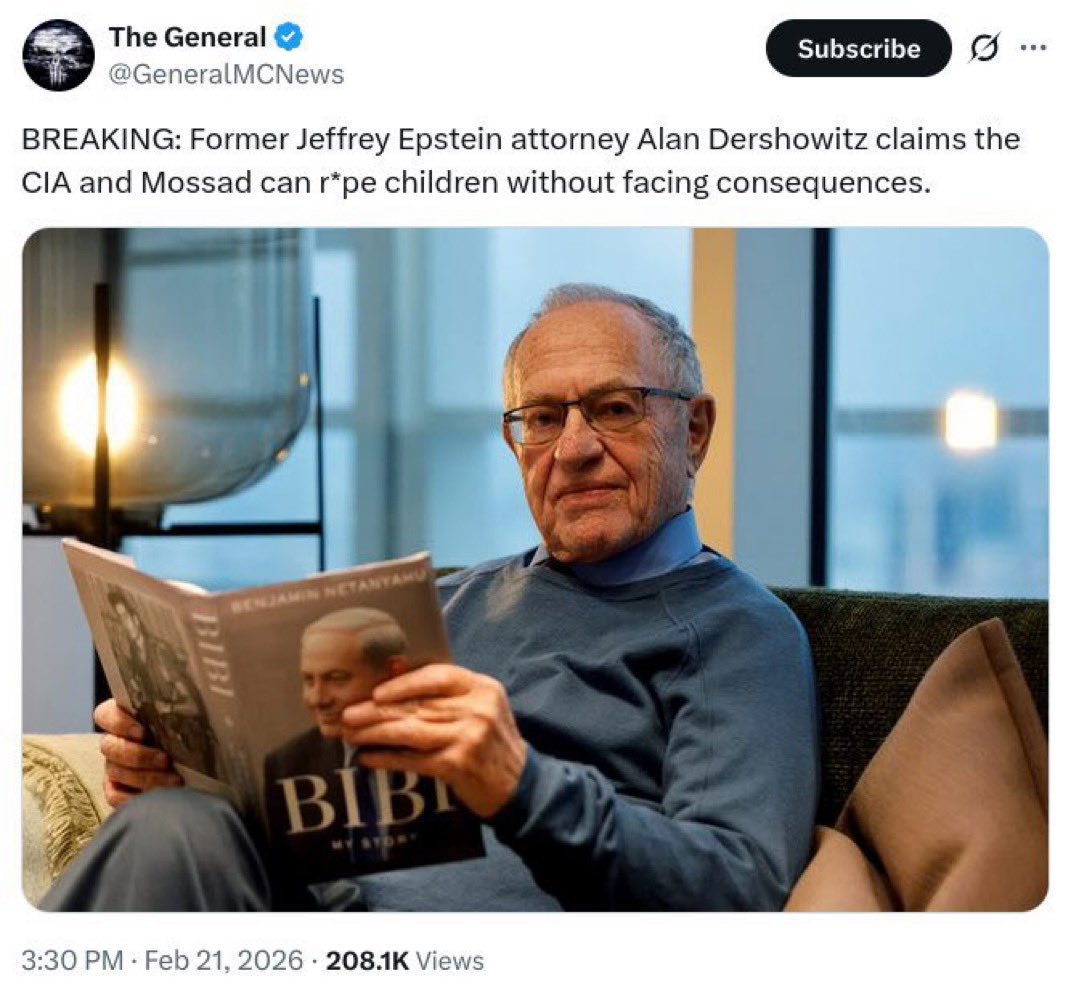 🚨🇺🇸 BREAKING: Former Jeffrey Epstein attorney Alan Dershowitz claims the CIA and Mossad can r*pe children without facing consequences.