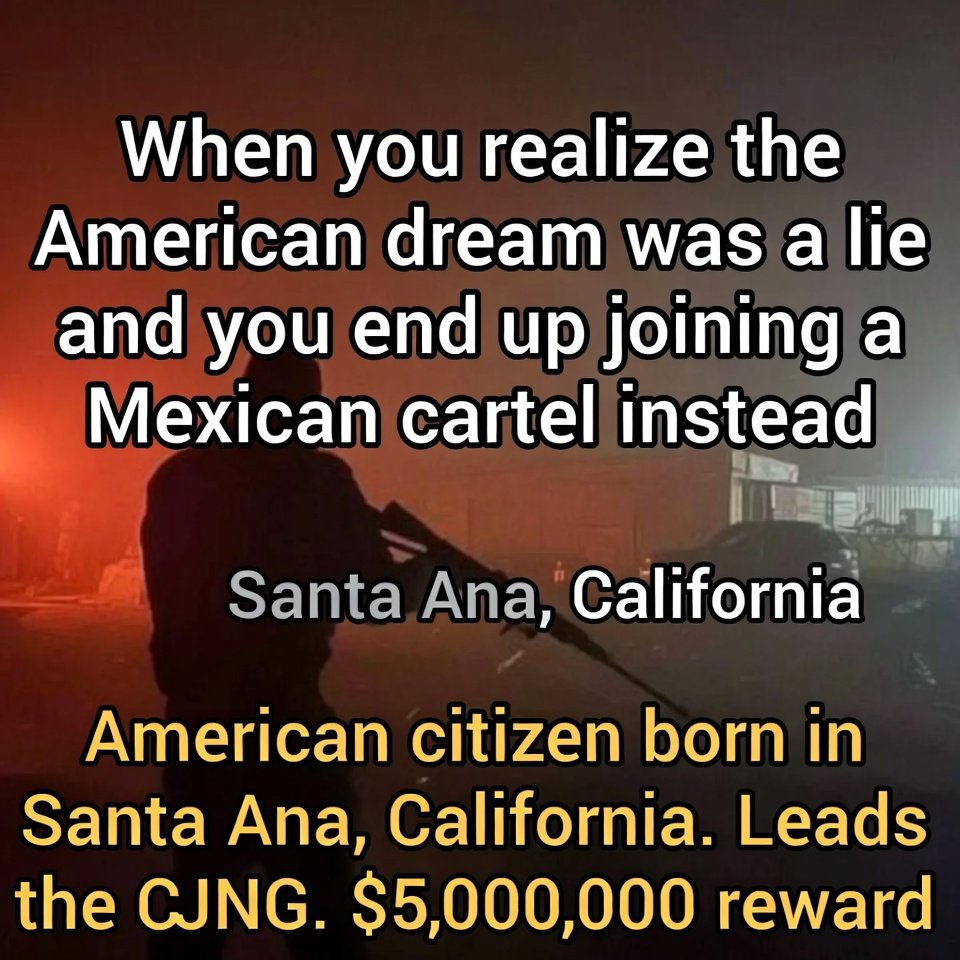 <a href="/dom_lucre/">Dom Lucre | Breaker of Narratives</a> American citizen running Mexico's deadliest cartel? Born in Cali, $5M bounty, stepson of El Mencho... This is why birthright citizenship debates are exploding right now. Borders mean nothing when the boss grew up in Orange County. Who's really in control? 🇺🇸💀 #CJNG #Cartel