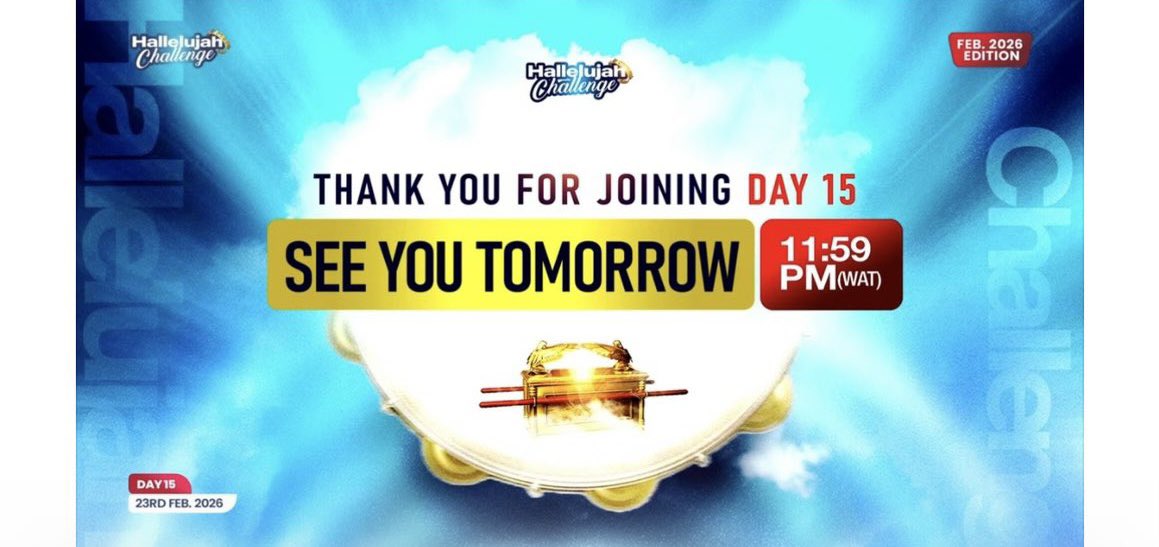 Hallelujah Challenge day 16 done 💃🏾
Incase you missed it 
Prayer points, decrees and declarations from Day 15
See you in Day 16🤭☺️ <a href="/nathanielblow/">Nathaniel Bassey</a> 
2/2

#hallelujahchallenge #HallelujahChallenge2026 #HallelujahChallengeFeb2026 #hallelujahchallengeday14
 #hallelujahchallengefeb