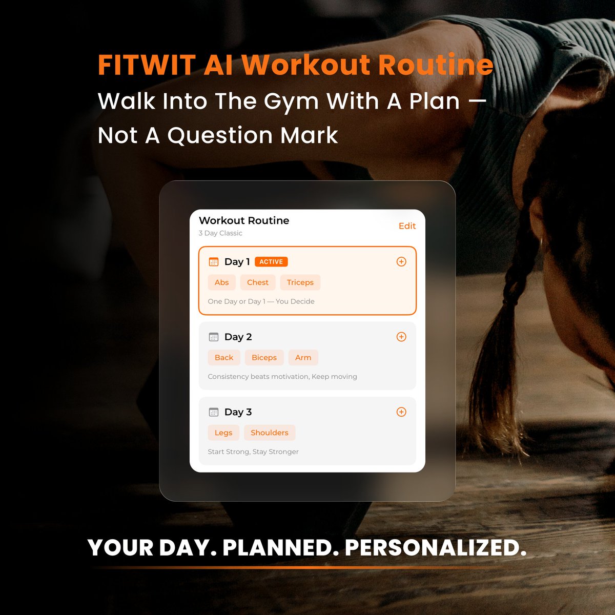 fitwitai's tweet image. Your workout shouldn’t be a question mark.
No more:
“What should I train today?”
Walk into the gym with confidence — not confusion.

#FitWitAI #WorkoutPlan #TrainWithStructure #GymRoutine #TrainSmarter