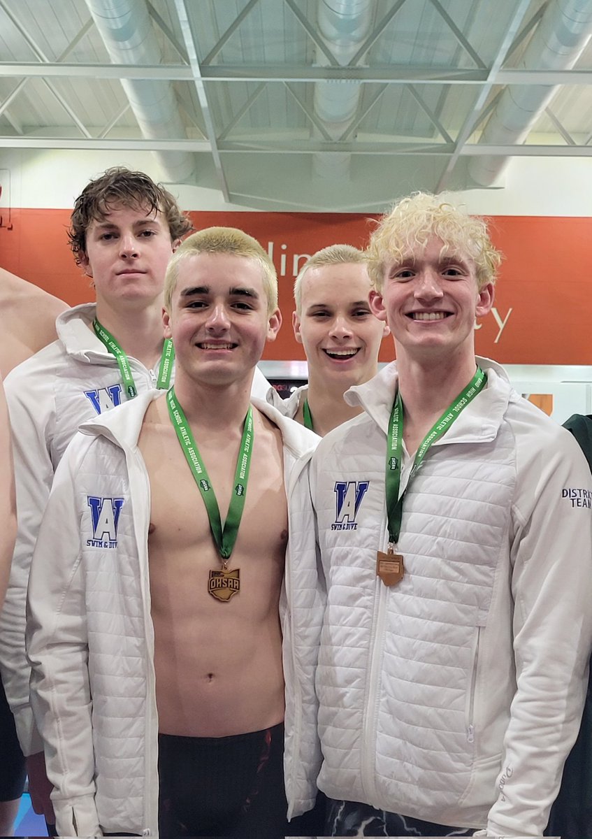 2026 NW District Swimming Championships! Nate Barasch, Max Gottschalk, Landon Stollar, and Brennan Jenkins placed 3rd in the boys 200 Free Relay (qualifying at-large to the State Championships) and placed 5th in the 400 Free Relay! <a href="/AWGenerals1/">AW Athletics</a>