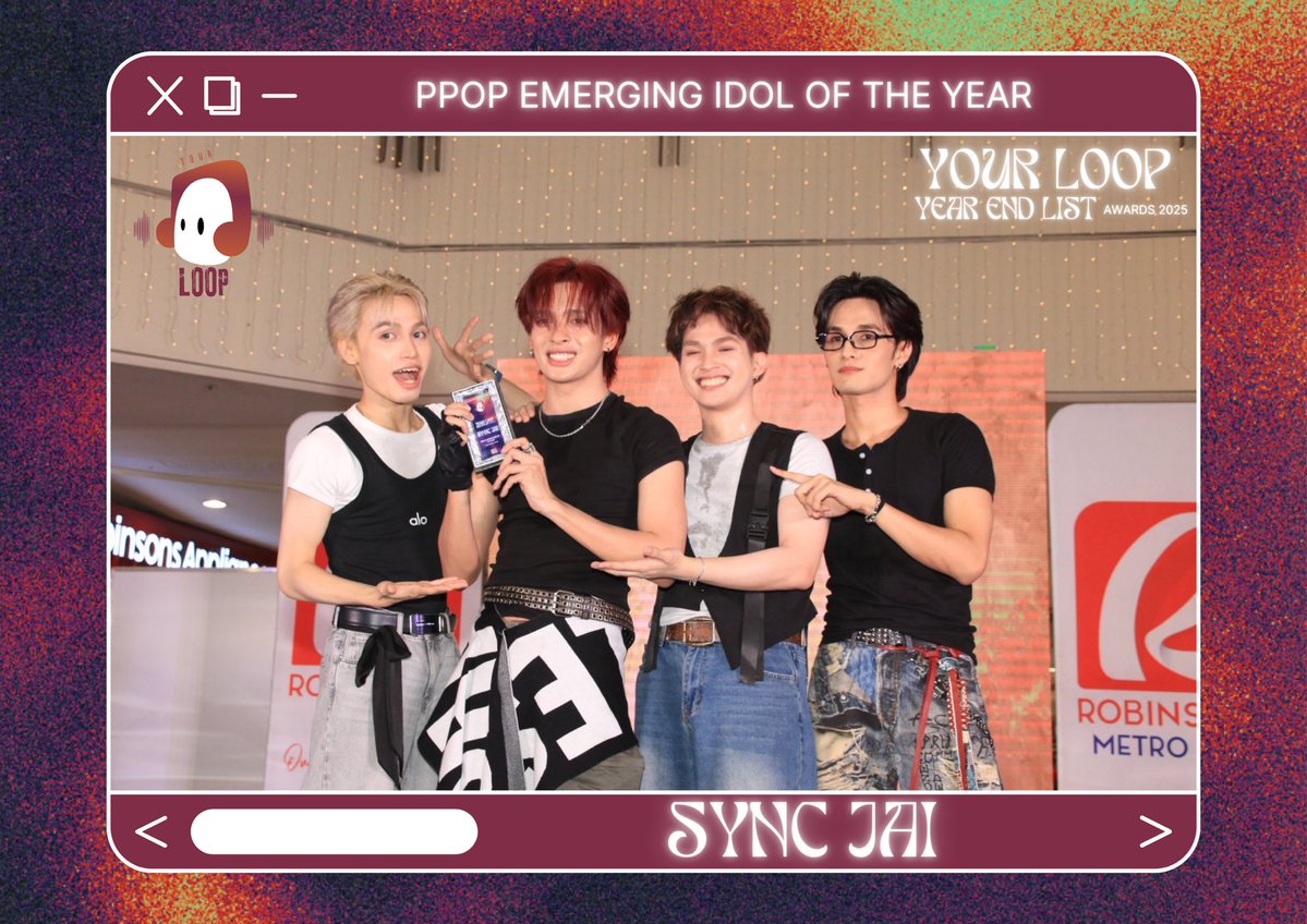 Your LOOP Year End List Awards 2025 - PPOP Emerging Idol of the Year 🏆

SYNC Jai accepts the award for PPOP Emerging Idol of the Year 2025 at PPOP Festival Wave 2.

#YourLOOPAwards2025