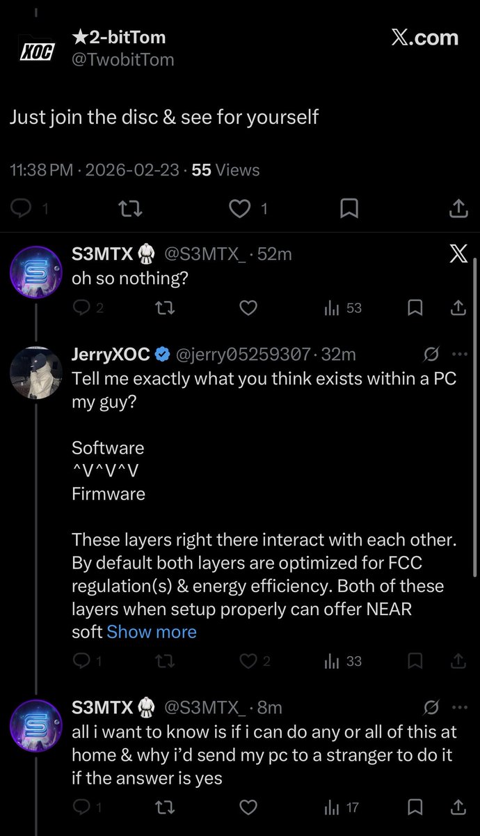 S3MTX_'s tweet photo. 🚨 SCAM ALERT:

Don’t fall for any alleged "PC optimizers” especially ones that respond in such bad faith to honest questions such as @jerry05259307 &amp; @TwobitTom 

Wouldn’t trust your PC with any of these people https://t.co/5LQMlm1xIy