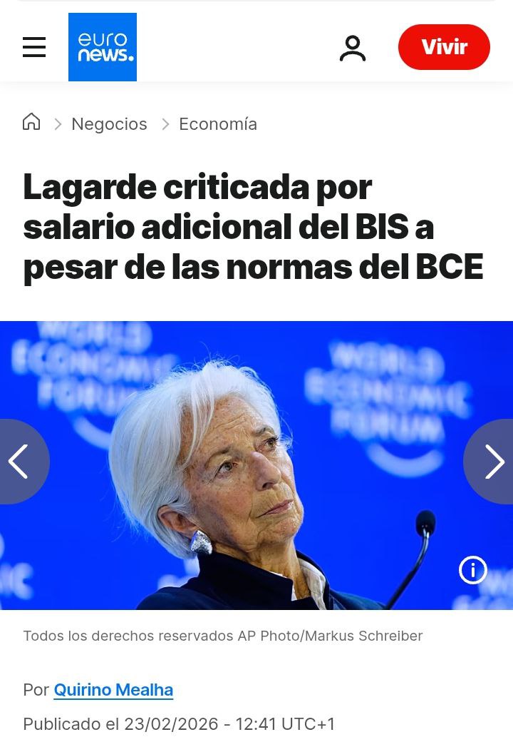 La mata abuelos encima cobraba por partida doble estando prohibido. 

Escándalo en Europa | Lagarde criticada por salario adicional del BIS a pesar de las normas del BCE.