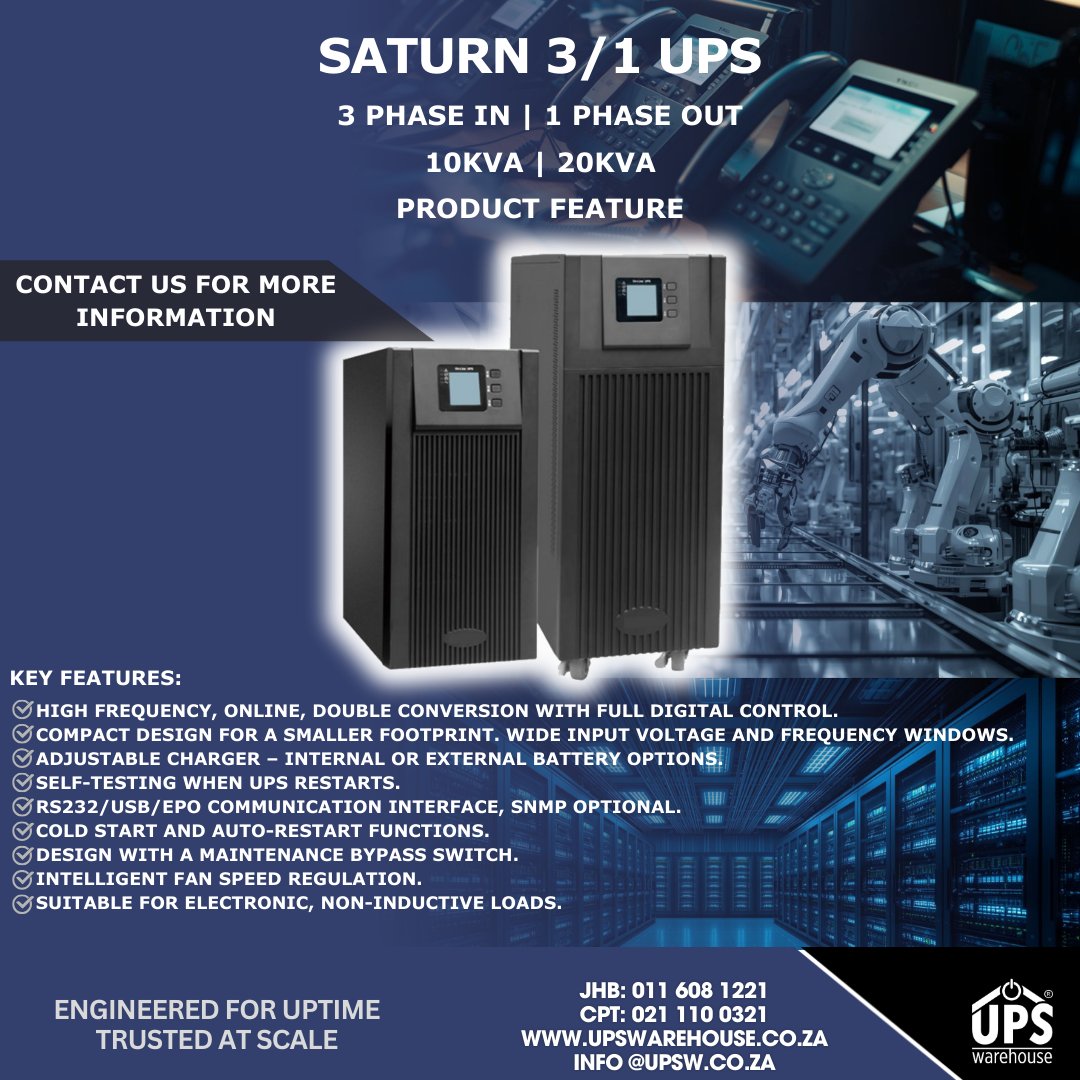 ups_warehouse's tweet photo. UPSW: Saturn 3/1 3 phase in 1 phase out 10KVA | 20KVA Product Feature
https://t.co/sglMYdPAnA
#upssystems #uninterruptiblepowersupply #onlinedoubleconversionups #upsrepairs #upsmaintenance #sodiumionbattery #sodiumionups #singlephaseups #doubleconversionups #industrialups https://t.co/3oKHoJ8XMv
