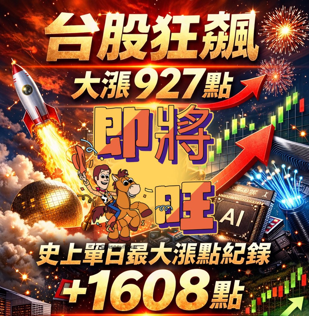 c2mwen's tweet photo. 🧧台股當日最高記錄 2025/4/10 大盤漲1608點，今日927點是第二高了 ，恭喜
台積電 旺宏 欣興 光聖 都破或近新高點 🎉，持有的人 就跟蚊一樣繼續放著吧，單日幾十萬的財富不會高於半年後的幾百萬收益🥳 https://t.co/pWDGILULZ0