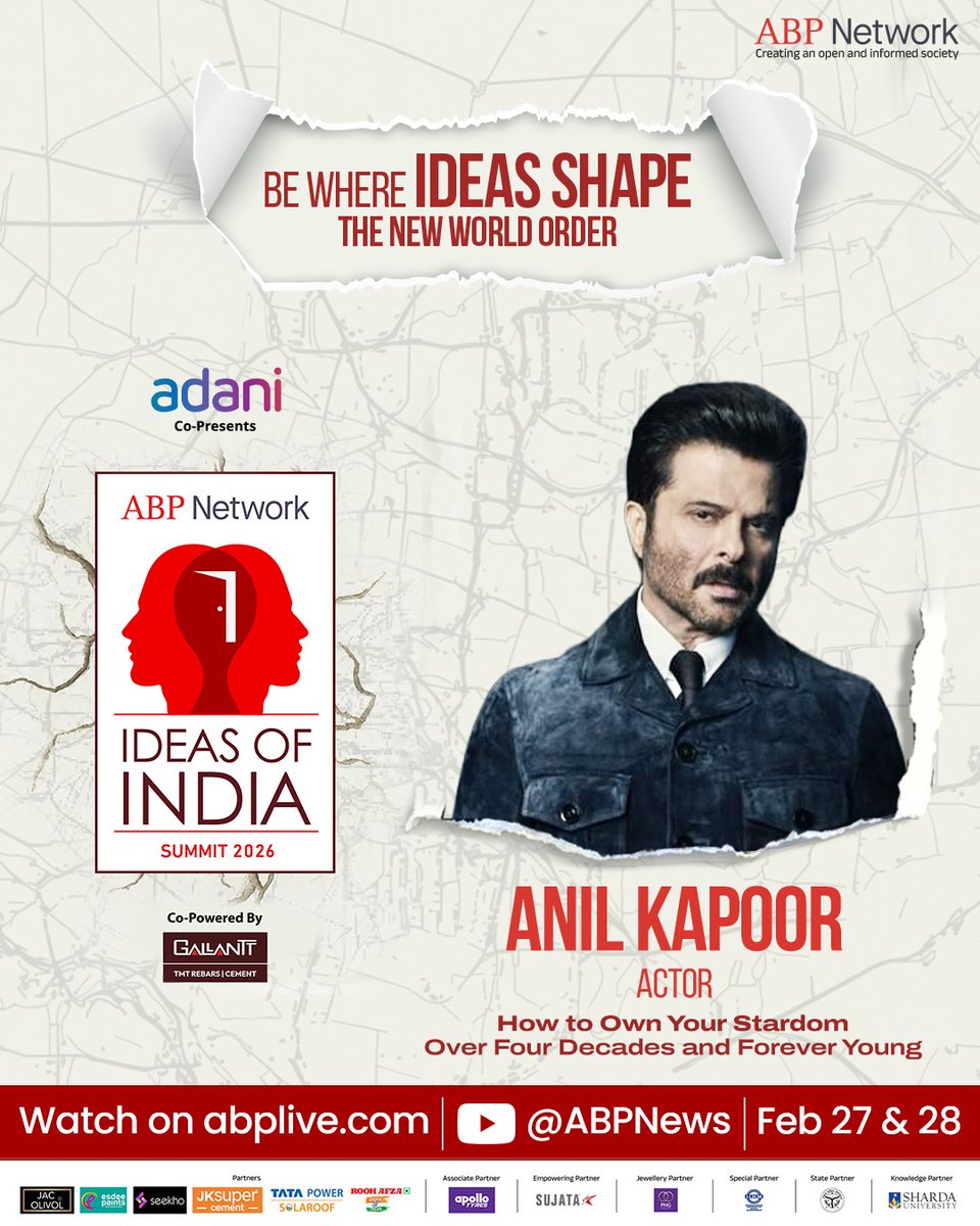 abpasmitatv's tweet image. Four decades of unmatched stardom. Catch legendary actor Anil Kapoor as he reveals the secret to staying forever young and owning your success.

📅 27–28 Feb | Live on ABPLive.com

#IdeasOfIndia #ABPNetwork #FutureStartsHere #ABPIdeasOfIndia #AnilKapoor #Bollywood