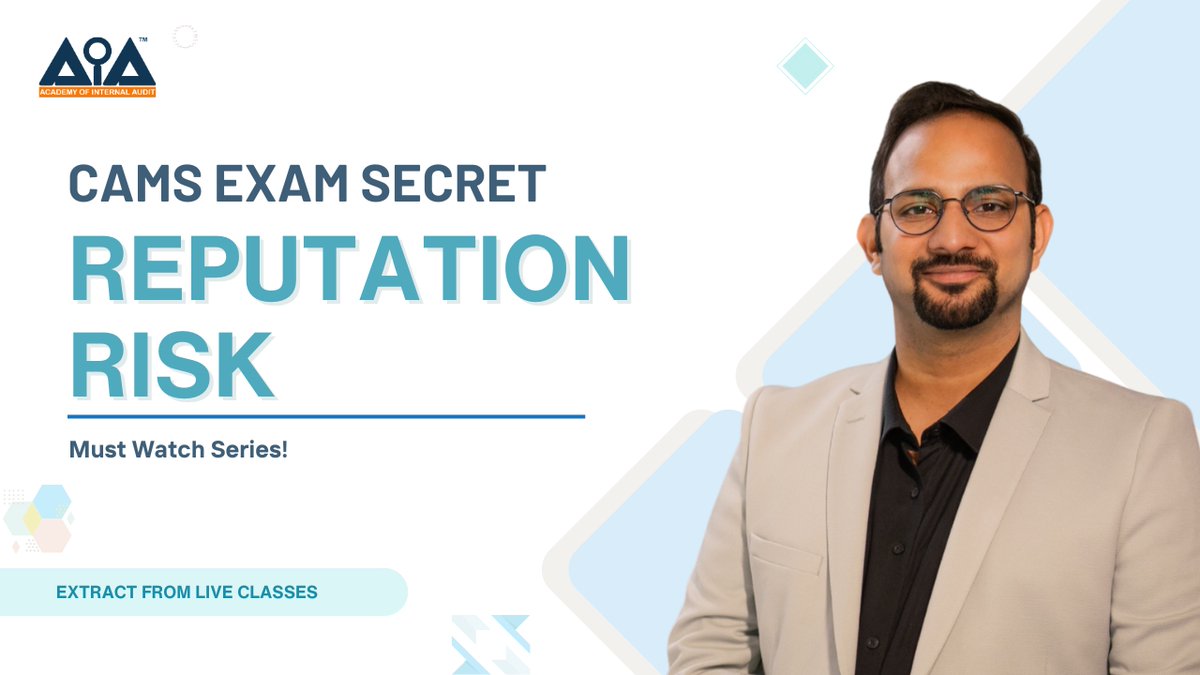 AcademyAudit's tweet photo. Reputation Risk is silent — but when it hits, damage is permanent.
In this short 3-minute lecture, Puneet Sir explains reputation risk in the simplest way.
🎥 Watch the full video here:
https://t.co/n8njX9Zk4Z
#CAMS #AML #ReputationRisk #Compliance #RiskManagement #Banking https://t.co/8kTSwRdHBN