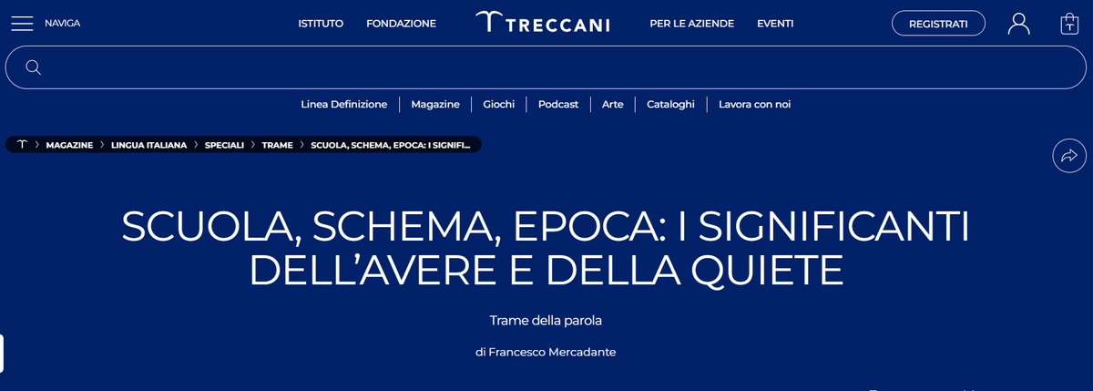 Ci hanno insegnato che “scuola” significa obbligo, fatica, programma, ma la storia della parola racconta altro: quiete, sospensione e tempo sottratto al rumore del fare. Su <a href="/Treccani/">Treccani</a>, breve storia semantica dell'avere e della quiete: treccani.it/magazine/lingu…