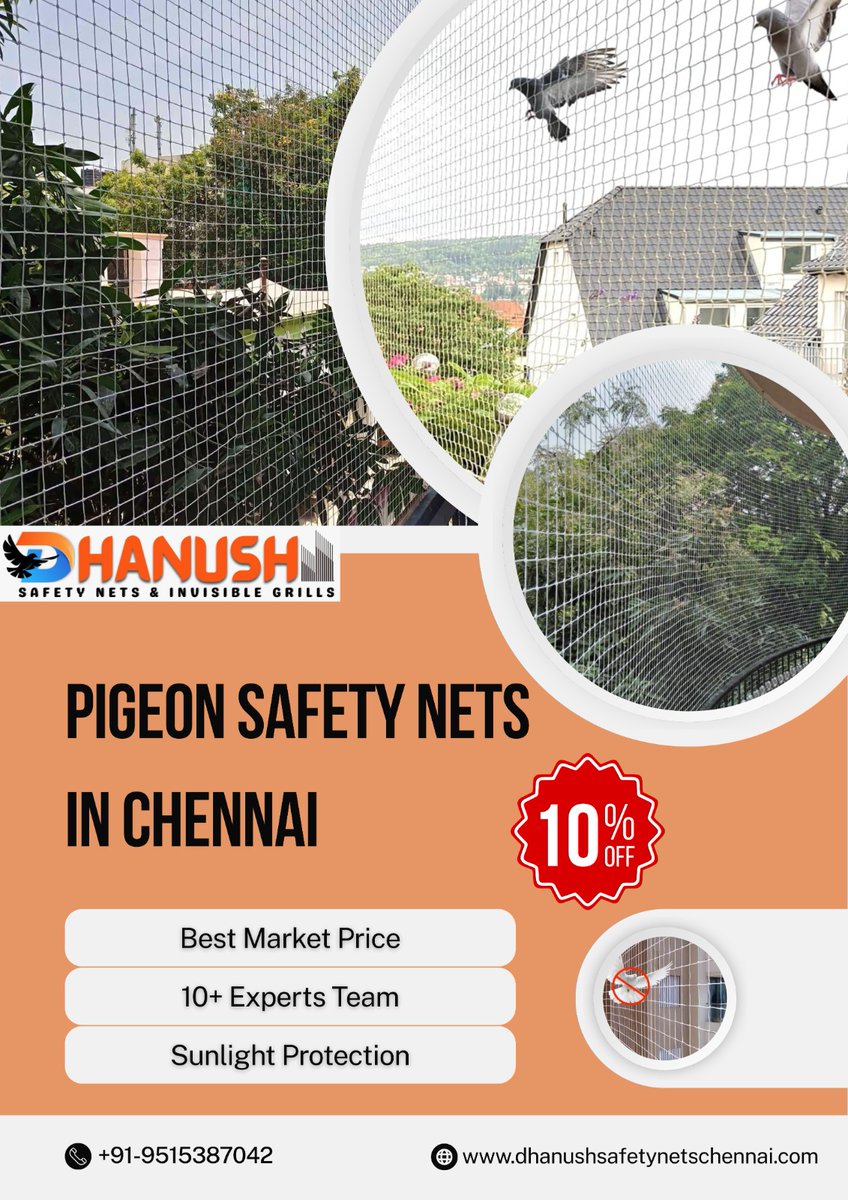 MangaKare9967's tweet image. 🕊️🚫 Stop Pigeons from Taking Over Your Balcony! Get Premium Pigeon Safety Nets in Chennai with professional installation &amp;amp; best market price!

📞 Call Now: +91-9515387042
🌐 dhanushsafetynetschennai.com

#PigeonSafetyNets #ChennaiServices #BalconyProtection #BirdControl #HomeSafety