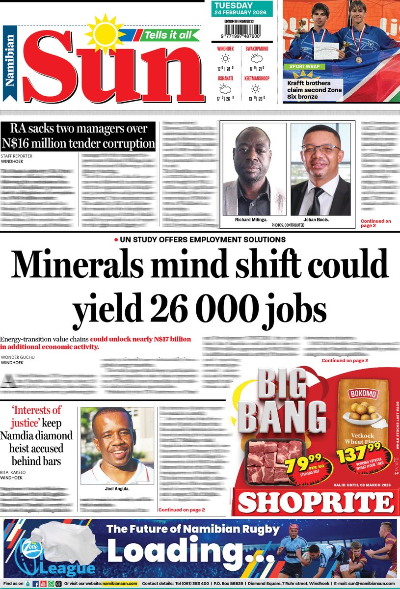 namibiansun's tweet photo. 📷 Check it out here: https://t.co/FHJQqn6Wsh
Don’t miss our interactive pages.
#SunInteractive #InteractiveRead #InTheNews #Frontpage https://t.co/i2243FoqPQ