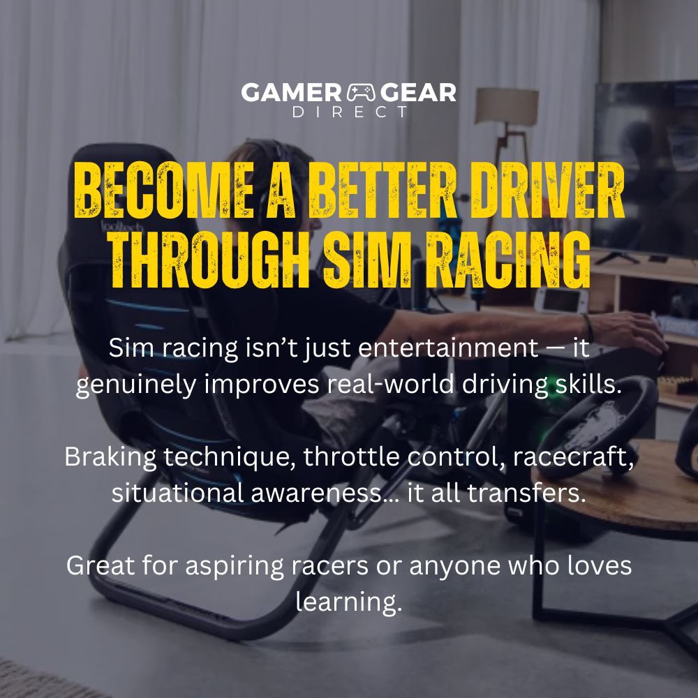 Sim racing isn’t just entertainment — it genuinely improves real-world driving skills.

Braking technique, throttle control, racecraft, situational awareness… it all transfers.

Great for aspiring racers or anyone who loves learning.