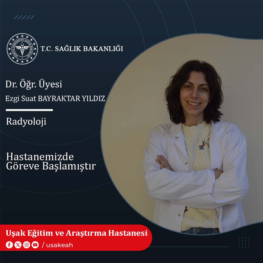 🩺 Radyoloji Hekimi Dr. Öğr. Üyesi Ezgi Suat BAYRAKTAR YILDIZ 2026 şubat ayı itibariyle Uşak Eğitim ve Araştırma Hastanesinde göreve başlamıştır.
#radyoloji̇ #radyolojiuzmanı #ultrason 
#sağlıkbakanlığı #uşakeğitimvearaştırmahastanesi 
<a href="/saglikbakanligi/">T.C. Sağlık Bakanlığı</a> <a href="/sbkhgm/">Kamu Hastaneleri Genel Müdürlüğü</a> <a href="/sbshgm/">Sağlık Hizmetleri Genel Müdürlüğü</a>