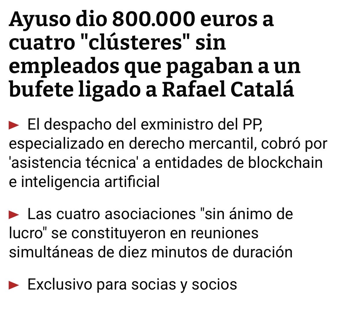 Empresas que se constituyen en diez minutos de forma simultánea y a las que les cae a dedo un pastizal que termina en manos de alguien del PP. No es la primera vez. Es un saqueo constante.