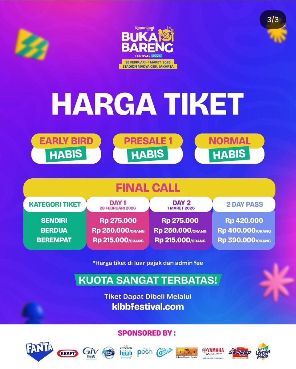sausanhani_'s tweet photo. WTS KLBB Festival, 2 tickets - day 1

#wts #klbbfestival #klbb https://t.co/fi93wSky72