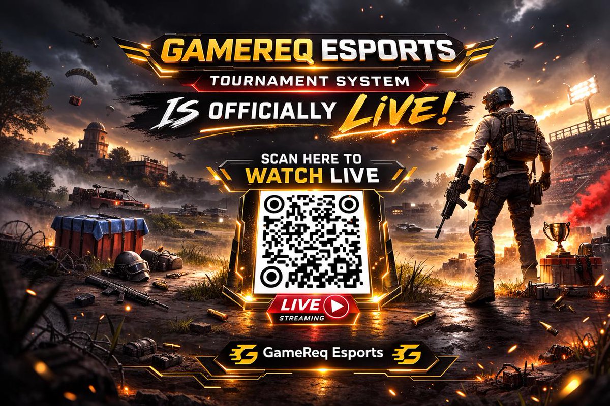 🚀 GameReq Tournament System is officially LIVE.

Our official PUBG Mobile tournament goes live on 26 Feb.
Get ready for the battle and watch it live.

🔗 Join / View Tournament: gamereq.io/tournament

Built for gamers. Built for esports.
Instant, seamless payments.

Backed by