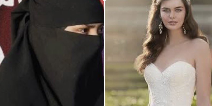 Lisa9Sophia's tweet image. Let’s play spot the difference!

The one on the left is ISIS, the one on the right is a Bride 

The one on the left supports terrorism. The one of the right supports feminism, free speech, equality and democracy 

The one on the left is unemployable and will require millions