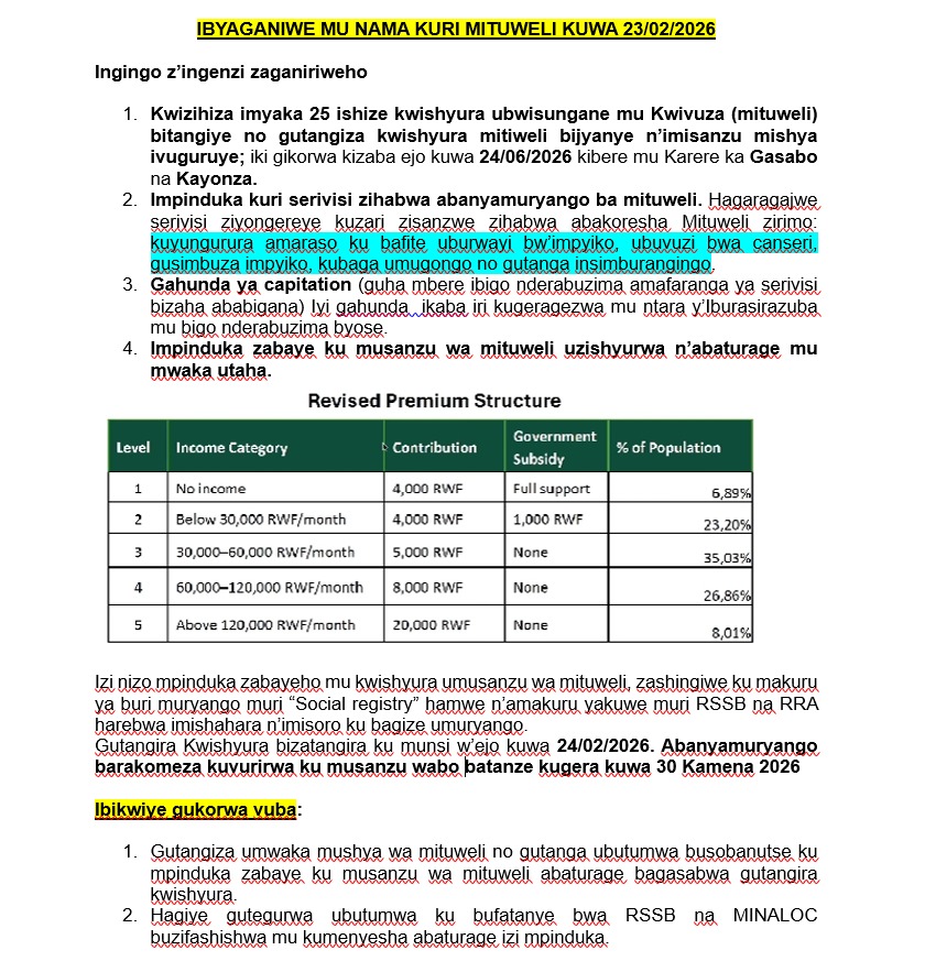 flashfmrw's tweet image. Inshamake y'uko umusanzu w'ubwisungane mu kwivuza #MUSA ugomba kungana n'ibyagendeweho. #Rwanda
#IKAZEMUNYARWANDA