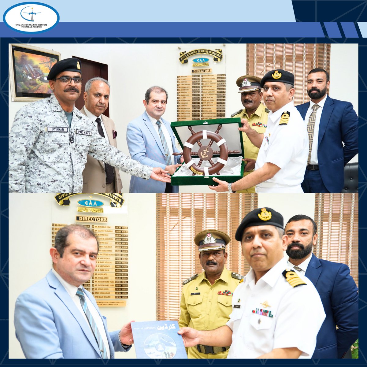 catipakistan's tweet photo. Pakistan Navy delegation visits CATI! Captain Farhan Shaikh, Lt Cdr Iftikhar Ahmed &amp; Mr. Bilal Ahmed explored RFFS facilities &amp; training. Welcomed by Director CATI Engr. Sumair Saeed &amp; team 👨‍🚒 

#CATI #PakistanNavyxCATI #RFFS https://t.co/NB2dyUnsRZ