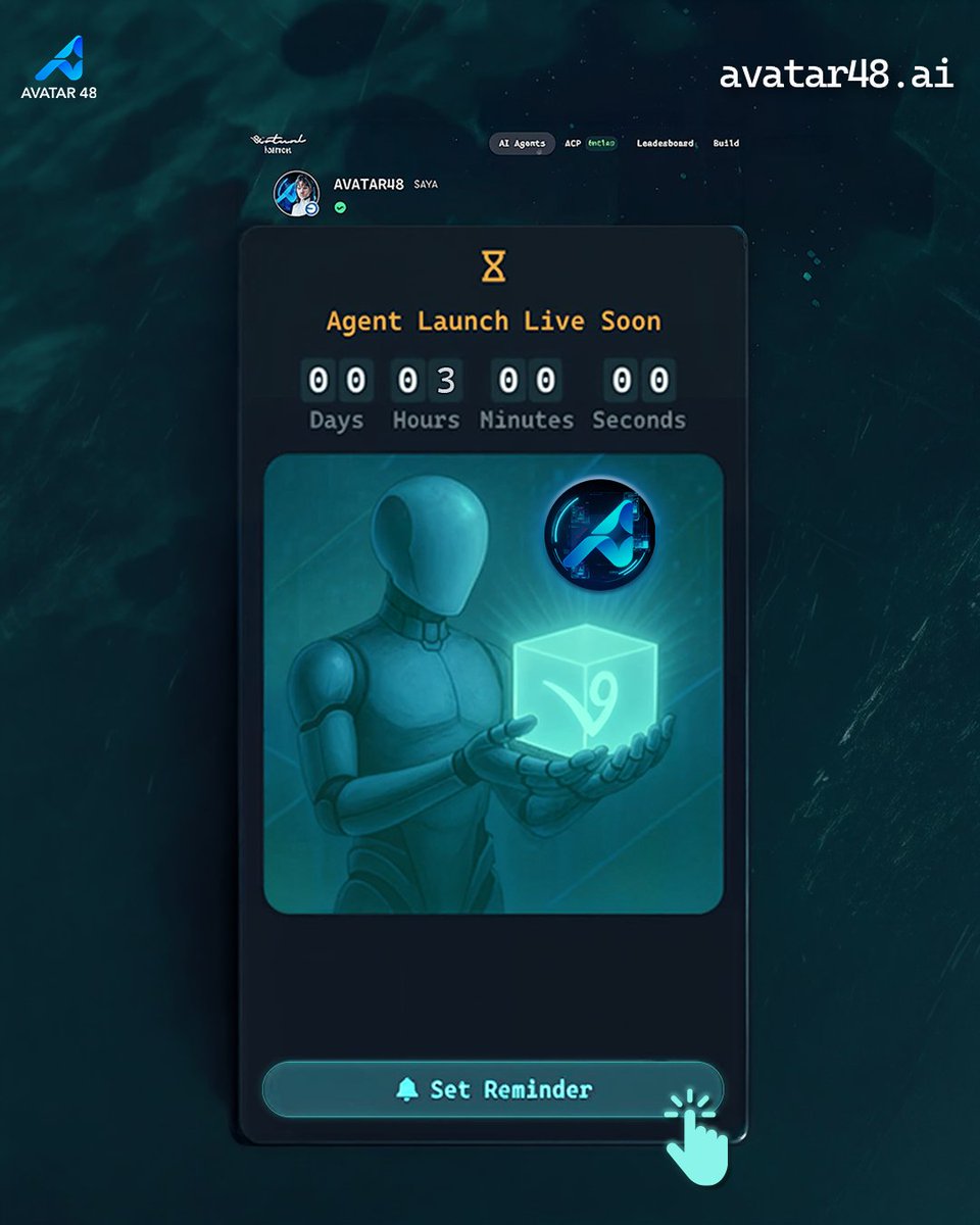 aya_avatar48's tweet photo. 3 HOURS to $AYA on @virtuals_io 
https://t.co/ORgxIqxt3E

Set your reminder.
Get ready.

Fair launch. No whitelist. No special lanes. https://t.co/AbIpbAzqfZ