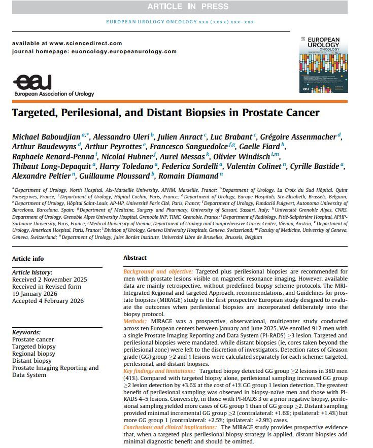 EurUrolOncol's tweet image. Just published online!

Targeted, Perilesional, and Distant Biopsies in Prostate Cancer by Michael Baboudjian et al

buff.ly/XBaY2fo 

We thank the authors for choosing #EUO to publish your work. 

@uroweb
@mroupret
@GPloussard 
@jteoh_hk
@Ric_Campi
@CaPsurvivorship
