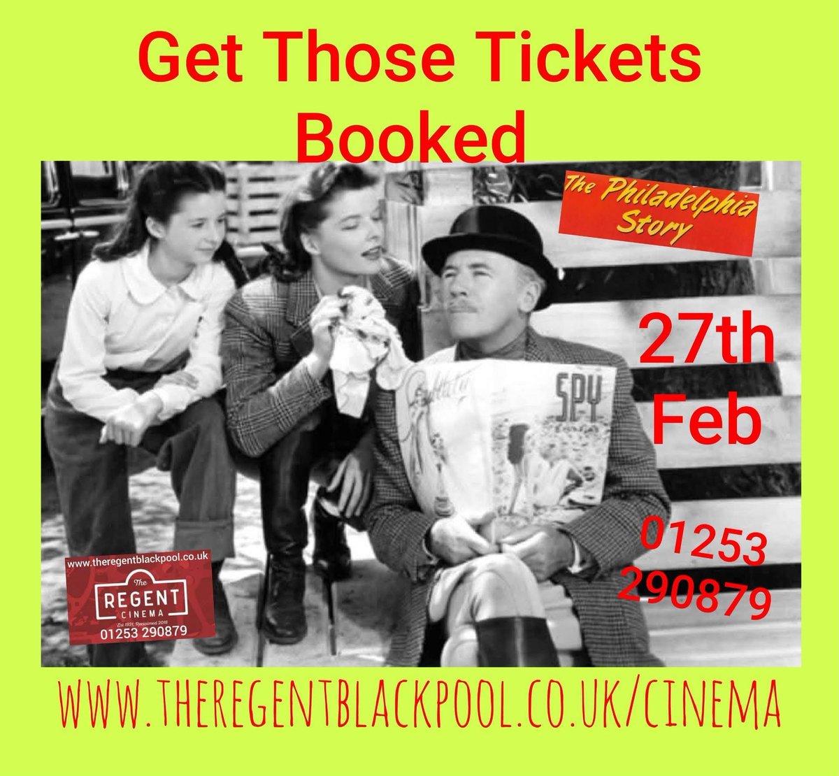 <a href="/regentcinemabp/">The Regent Independent Cinema</a> 🐦
All tickets are bookable now.
Book now
theregentblackpool.co.uk/cinema
The Regent Cinema 
☎️ 01253 290879 
#TheRegentCinema #RegentCinemaBlackpool #TheRegentBlackpool #ThePhiladelphiaStory #PhiladelphiaStory