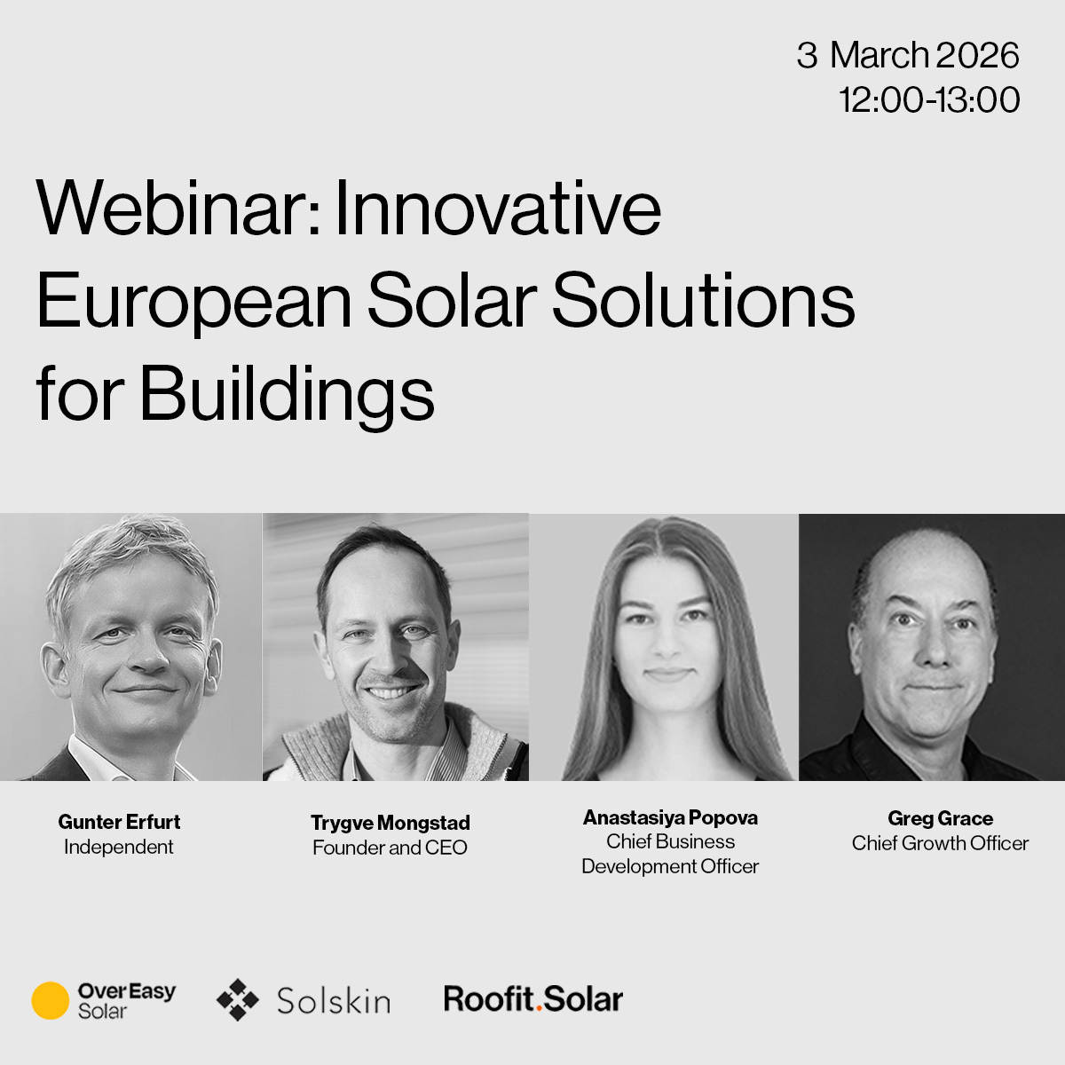 RoofitSolar's tweet photo. ☀️ From 2027, solar integration is mandatory in Europe. Join Over Easy Solar, https://t.co/wUBxGdAIRX &amp; Solskin on 3 March (12:00–13:00 CET). 

Register: https://t.co/z8hRvsGw7y 

#Solar #BIPV #EUenergy https://t.co/tEag912vvv