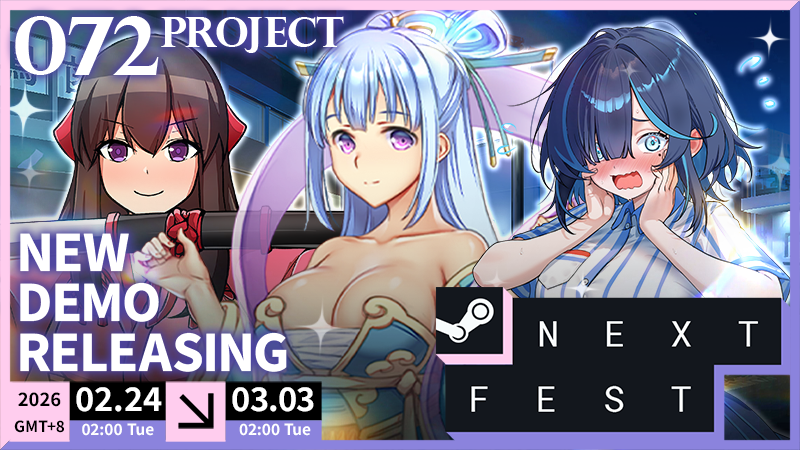 072Project's tweet photo. Steam Next Fest is LIVE! 🔥
3 brand new demos from #072Project are ready for you. 🥳
https://t.co/ttTW2VTMPM
#DEMO #game #Steam #NEXTFEST #NSFW #VtuberHack #Simulation #ベルゼブブ #アイオライト #r18 https://t.co/niYHHAn8S0