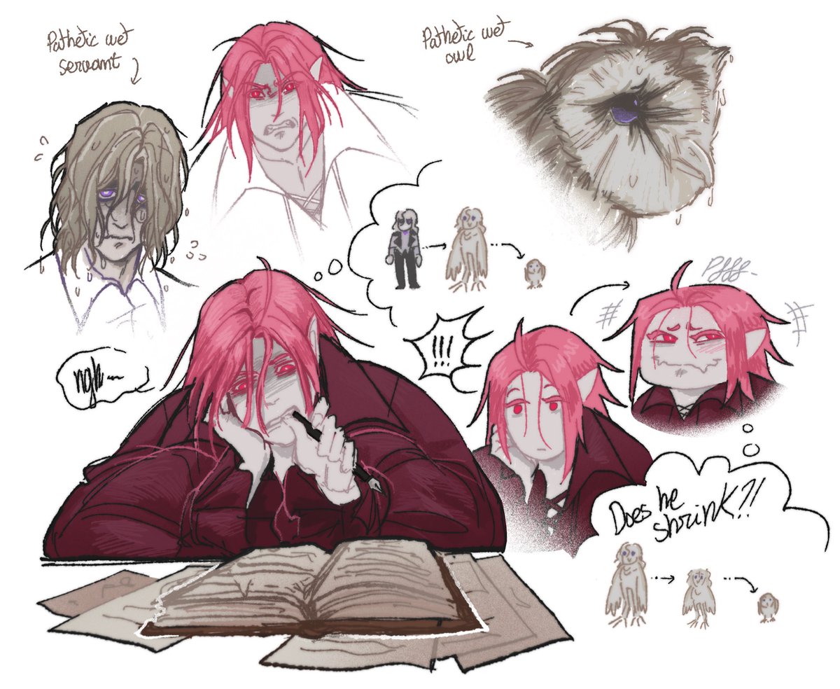 Pathetic wet owl servant and his master figuring out how his curse works.
