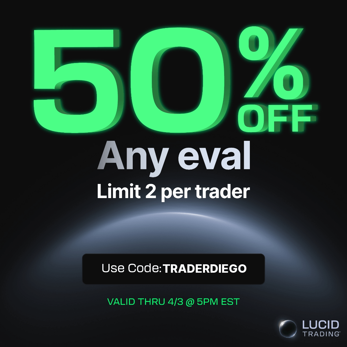 🚨3x 50k LucidBlack Giveaway🚨

I'm giving away 3X 50K LucidBlack Evals from <a href="/TradingLucid/">Lucid Trading</a>

To enter:

1️⃣ Like + Repost
2️⃣ Tag 2 friends + share your favorite LucidBlack feature
3️⃣ Sign Up: lucidtrading.com/ref/traderdiego
4️⃣ Follow me

Winners announced March 1