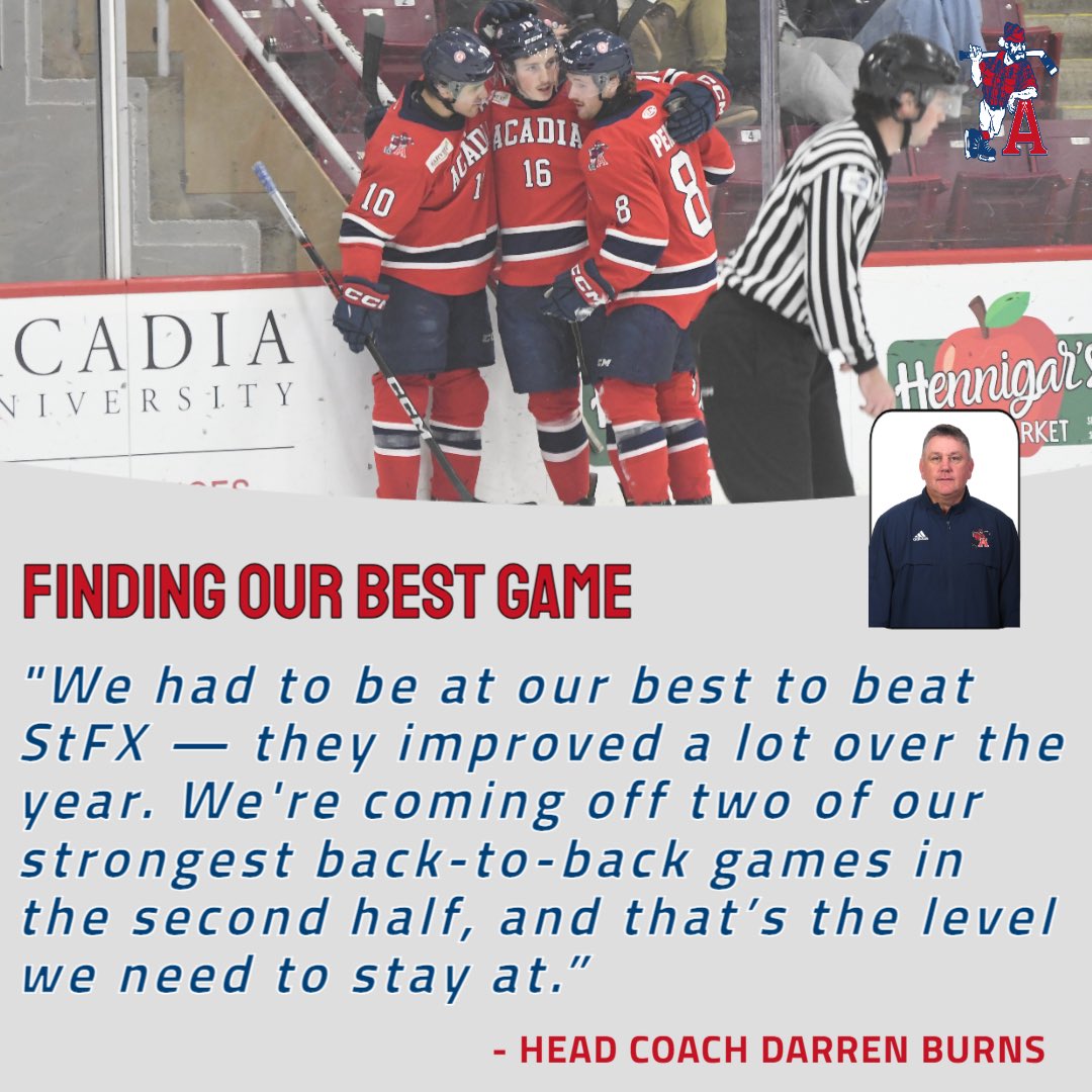 axemenhockey's tweet photo. π£π£ The Acadia Axemen kick off their Best of 5 AUS semi-final series with a pair of games in Moncton on Friday and Saturday night. We chatted with Acadia Head Coach Darren Burns on his new opponent, the series against StFX, and the fan support in Game 3 vs X.
#GoAcadiaGo π
°οΈπͺ https://t.co/c1DwzsJjVw