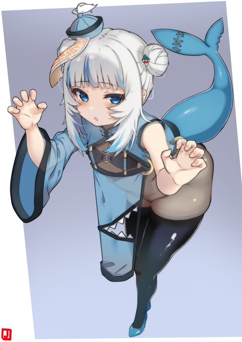 今上げられるもの無いから🦈と🐟のキョンシーでお茶お濁す 