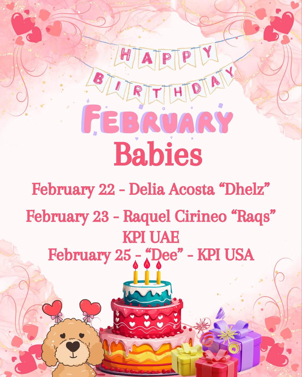 Happy Birthday to our amazing KPI February Celebrants! 🎂💖✨

February may be the shortest month, but it holds some of the brightest and warmest hearts in our KPI family.

🎉 February 22 – Delia Acosta “Dhelz”
🎉 February 23 – Raquel Cirineo “Raqs” – KPI UAE
🎉 February 25 –