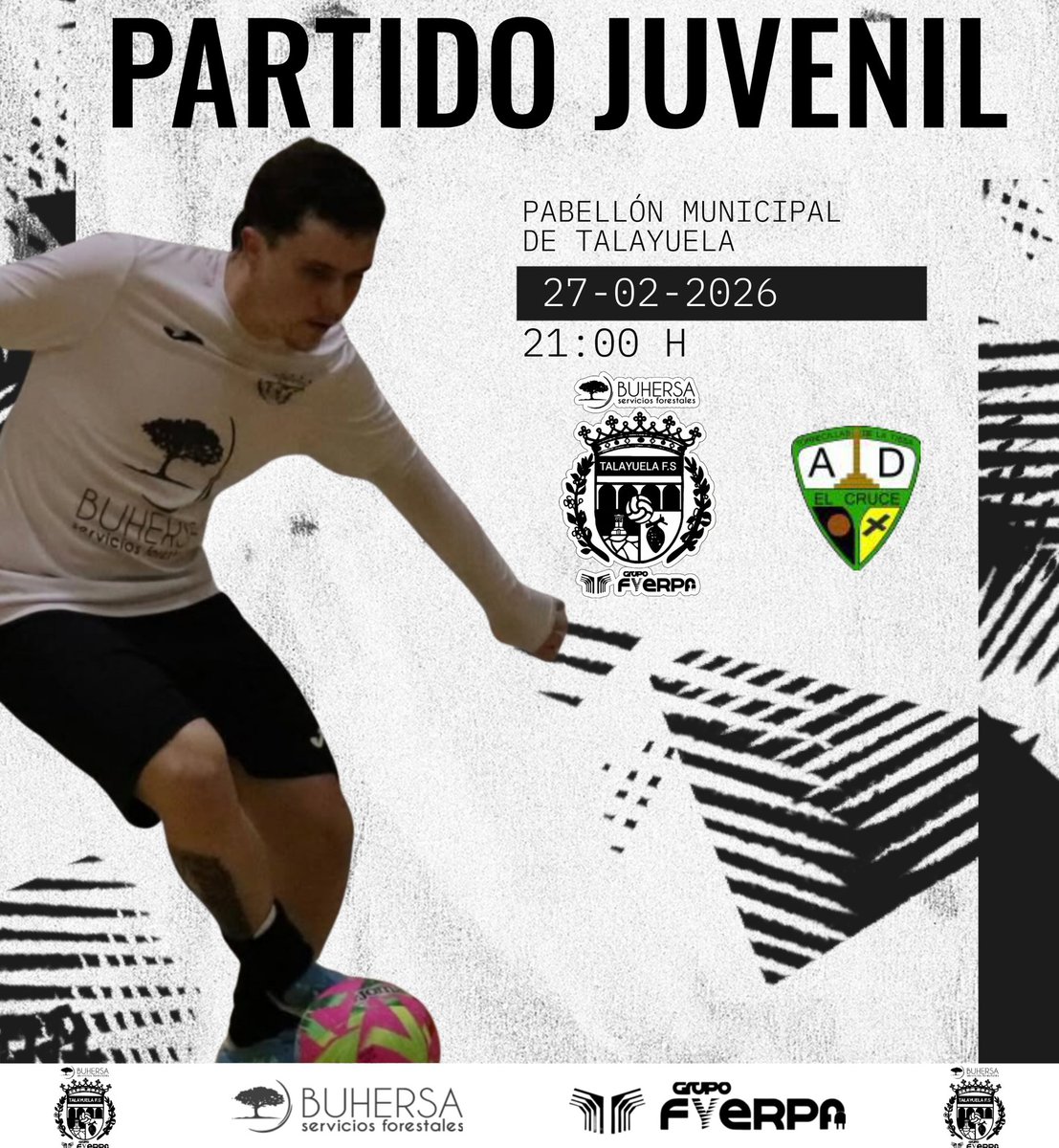 📢 ¡PLAN PARA EL VIERNES NOCHE! 📢
Nuestro equipo Juvenil tiene una cita importante en casa contra la A.D. Torrecillas.¡Queremos que los tres puntos se queden en Talayuela!
​⏰ 21:00 H
🏟️ Pabellón Municipal de Talayuela
📅 27-02-2026
​¡Tu presencia es nuestro sexto jugador! 📣⚽
