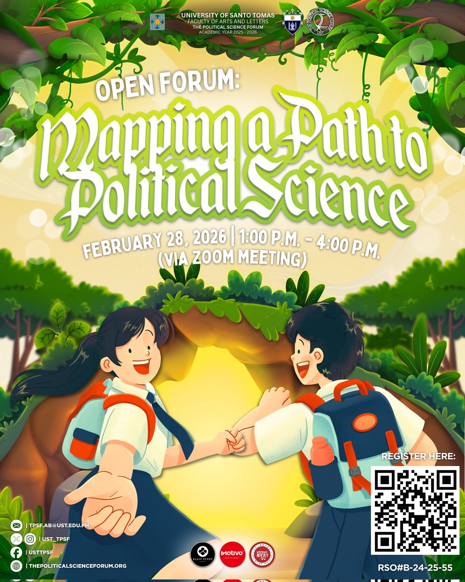ust_tpsf's tweet photo. Curious about Political Science beyond elections and politicians? 🧐

Join The Political Science Forum on February 28, 2025, from 1:00 PM to 4:00 PM via Zoom for an open forum that will broaden your understanding of the field! https://t.co/EkkEkVP5Ah
