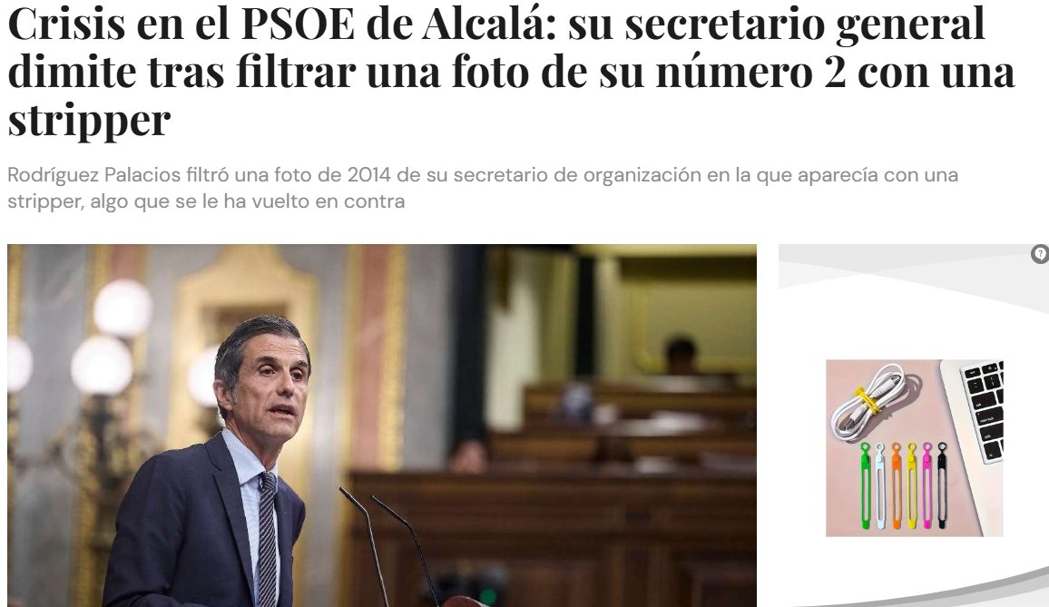 El secretario general del PSOE de Alcalá estaba molesto con su número 2 porque le hacía sombra, así que decidió filtrar una foto suya con una stripper. 

El caso es que la gente consideró la filtración una cosa muy fea y al final el que ha tenido que renunciar es el filtrador.