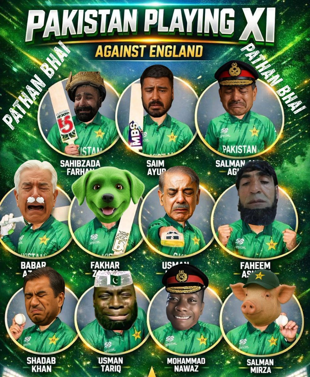 Pakistan Playing XI Against England🤣

#PakvsEng #ENGvPAK #T20WorldCup2026