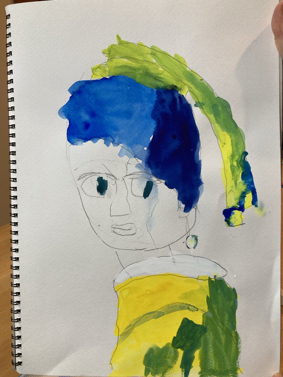 長男氏7歳の描いた、フェルメールの某絵画がなんか絶妙に上手いん