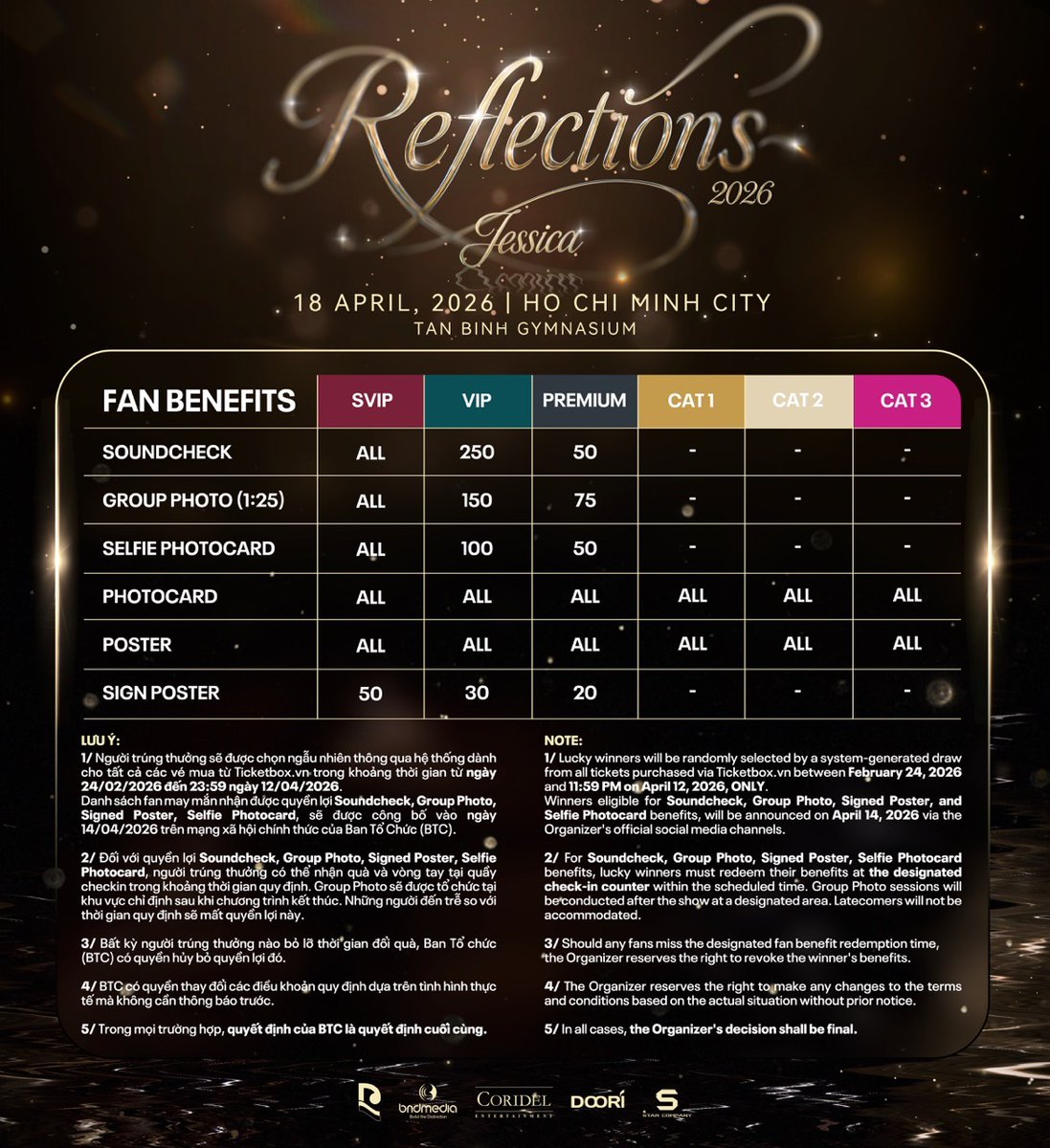 GR26Sic18's tweet photo. JESSICA'S REFLECTIONS CONCERT TOUR IN HO CHI MINH CITY 2026

📆 2026.04.18 (Sat)
🕡​ 18:30 - 21:00
📍 Tan Binh Gymnasium, Ho Chi Minh City

🎟️ 2026.02.24 🕗 20:00 ~
: https://t.co/cUrSk9nU0N

#제시카 #JessicaJung #郑秀妍
#JessicaReflectionsTour https://t.co/L5OaADn0vu