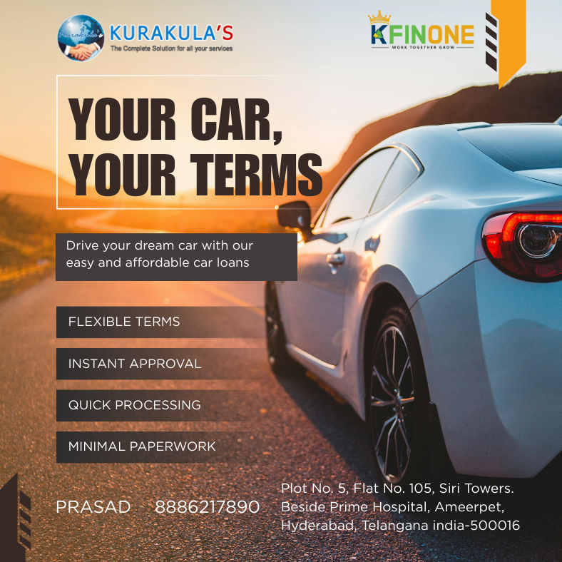 Prasadkurakulas's tweet photo. Drive your dream car with easy & affordable car loans 🚗
✔ flexible terms
✔ instant approval
✔ quick processing
✔ minimal paperwork
📞 Prasad: 8886217890
📍 Ameerpet, Hyderabad
#carloan #autoloan #easyloans #carfinance #hyderabad #loanservices #instantapproval #dreamcar https://t.co/3IJx0AT2mf