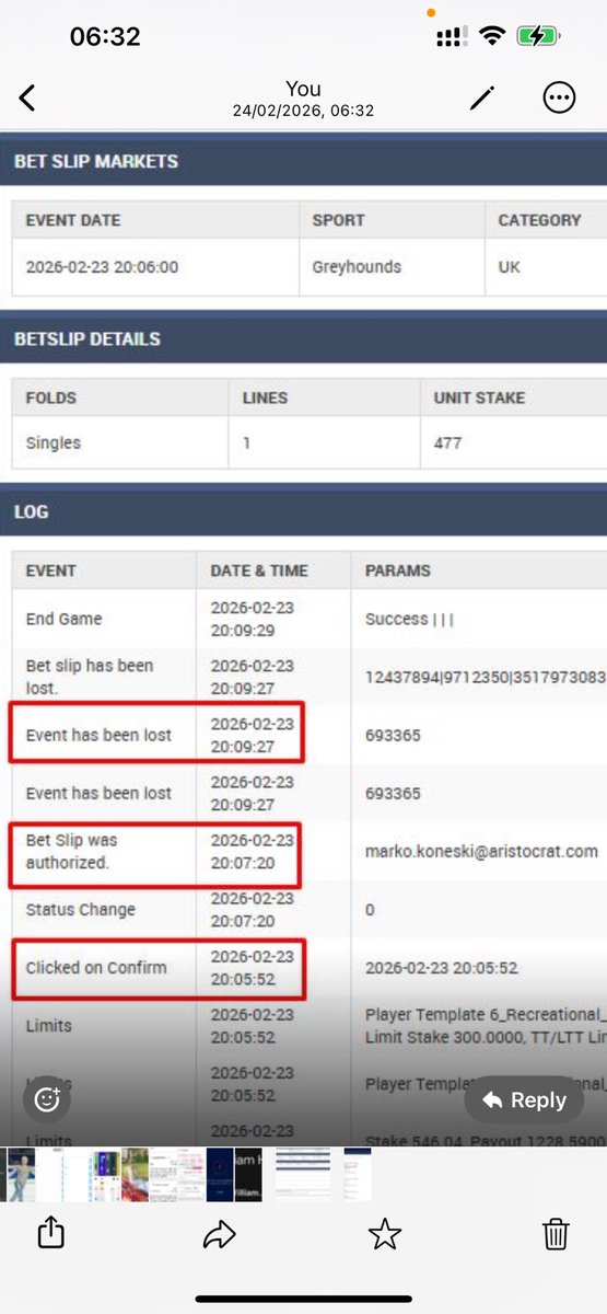 Dan25178863's tweet photo. Trying to understand why @Bet442Official think it is acceptable to authorise a bet only after the race has finished
Bet authorised ONLY AFTER IT WAS BEATEN?
Should I take it to IBAS?
#scam #betting #ibas #bookies
@DFrankcom @MCYeeehaaa https://t.co/nPVFvkYO0K