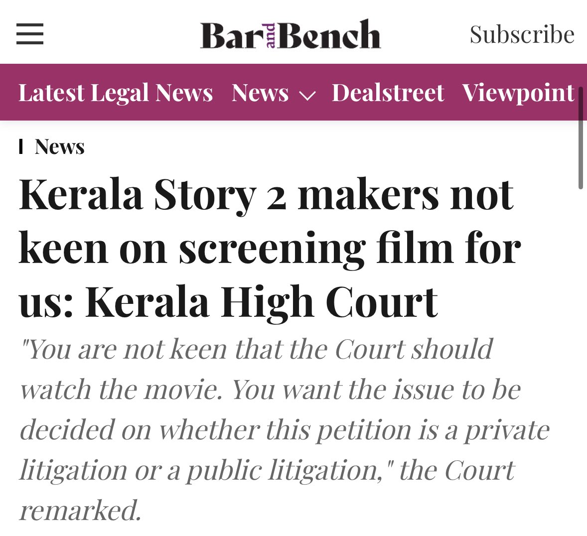 When Malayalis called for legal action against the propaganda film Kerala Story, many of its supporters mocked it, claiming it would give the makers an opportunity to present evidence for their allegations.

But it turns out the makers don’t want the court to even see the film 😭