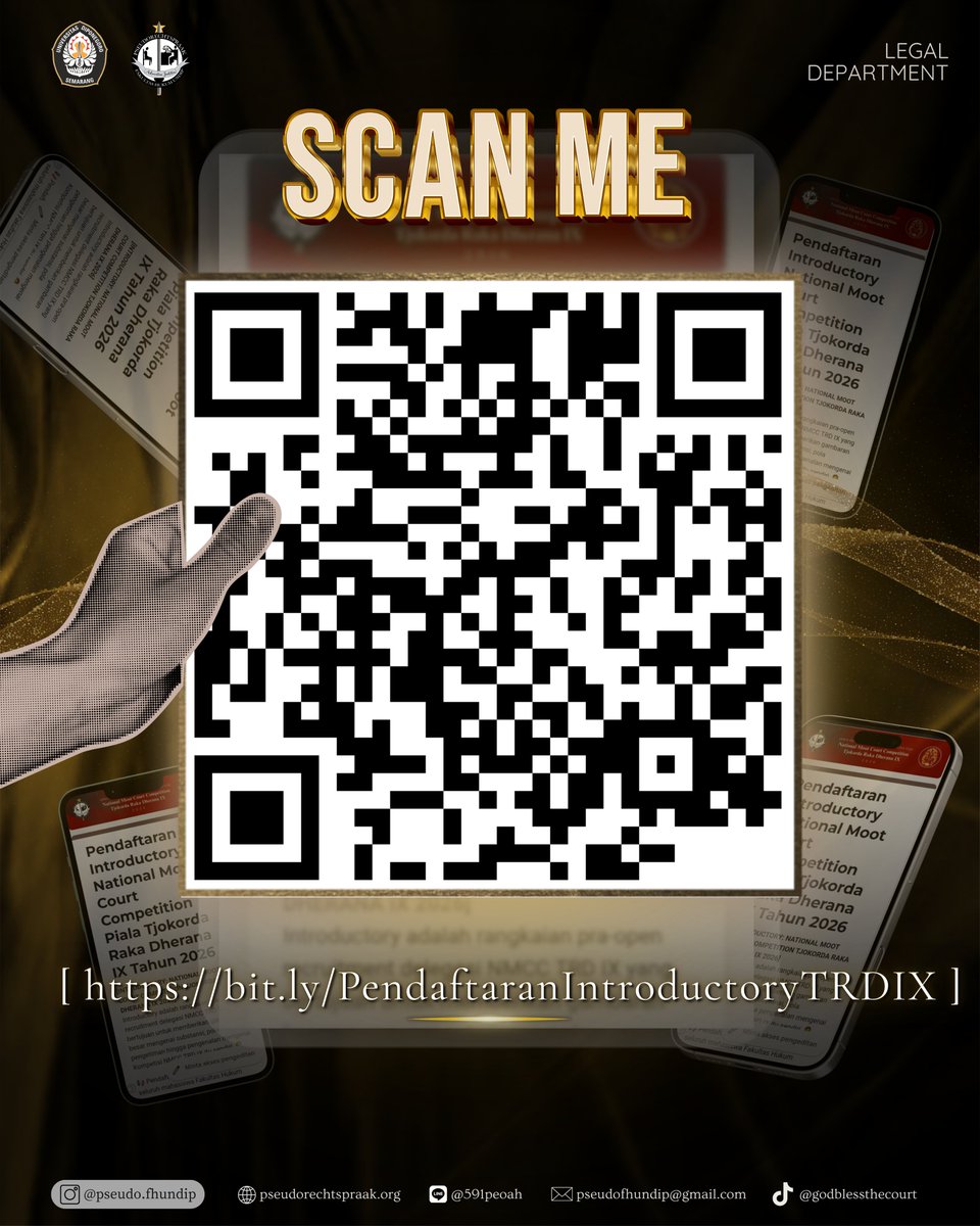 pseudo_fhundip's tweet photo. Hello, Mooters‼️🧑⚖️
UKM-F Pseudorechtspraak menggelar Introductory TRD IX yang diperuntukkan bagi teman-teman angkatan 2023, 2024, dan 2025. Daftarkan diri kamu sekarang dengan scan barcode di bawah ini ya!
Prepare yourself and stay tune guys!🥳👋
#TogetherAsFamily #UGTC #USTC https://t.co/H9z9LrKj2n