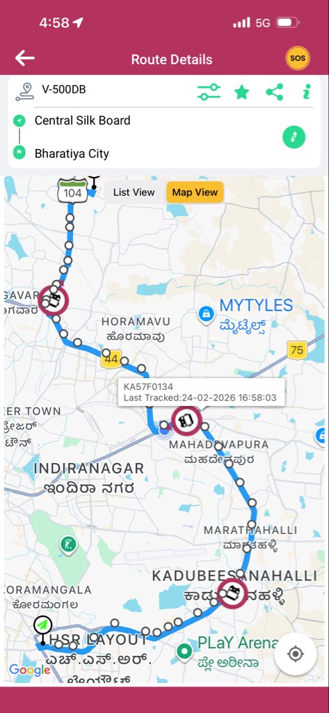 vinaykumarrai's tweet photo. @BMTC_BENGALURU GPS SHOWS ROUTE 500DB Bus number matches the GPS. Both driver and conductor separately refuse to go to bharitya city ( Last Stop 500DB ) Why displaying wrong GPS route. Happened for second time today at TinFactory   metro station. https://t.co/VQIlyKU68U
